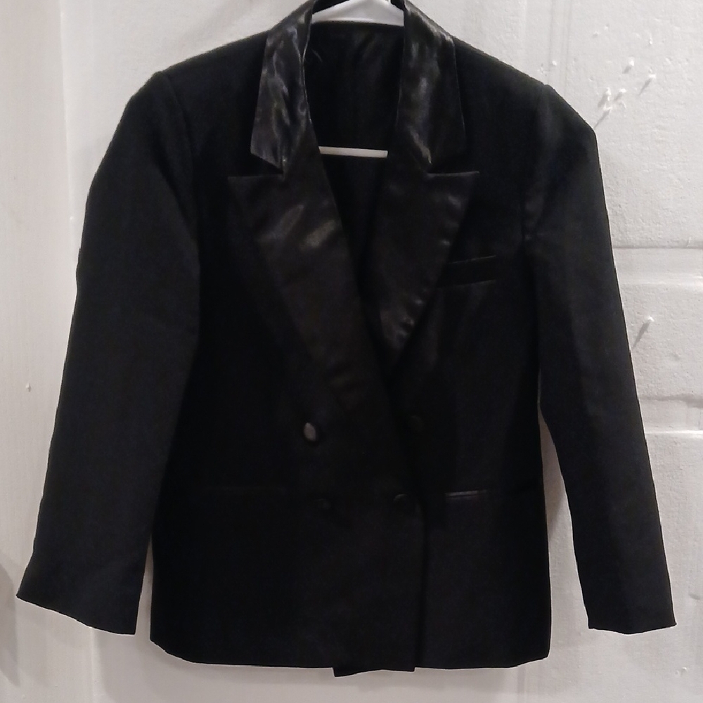 Size 10 Kids Dalia Collection Black Satin-Trim Blazer